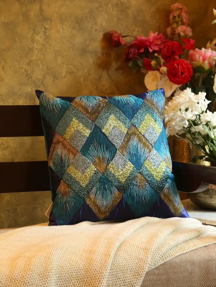 The cover on a chair in a styled room