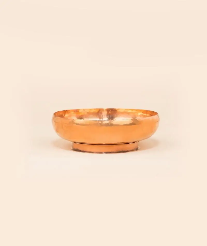 Side view of the low copper bowl