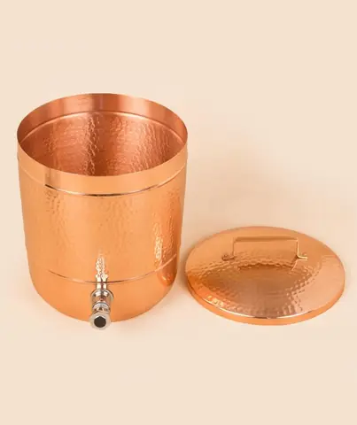 The pot and lid from a higher angle, showing the inside
