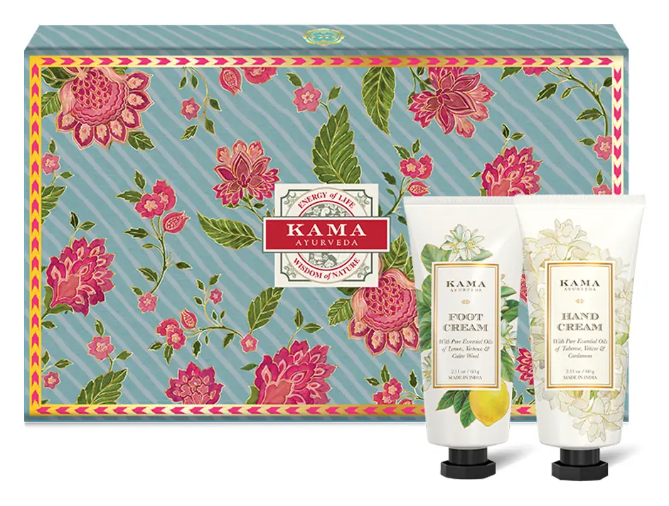 Floral printed box with the hand and foot cream tubes