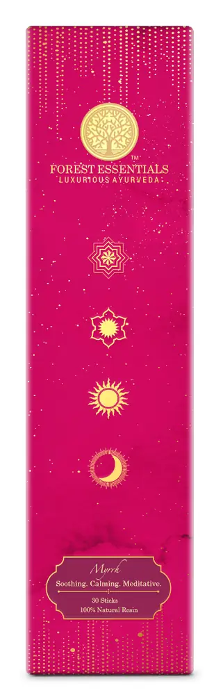 Front of the pink myrrh incense box