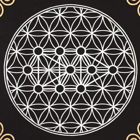 Close view of the silver geometric pattern