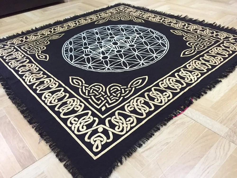 The cloth laid on a floor at an angle