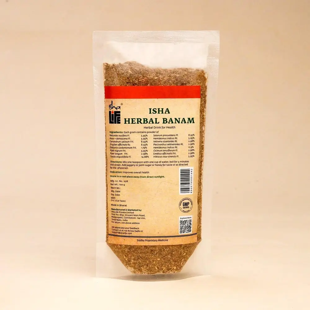 herbal drink pouch seen from the front