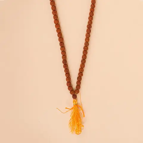The tassel end of the mala