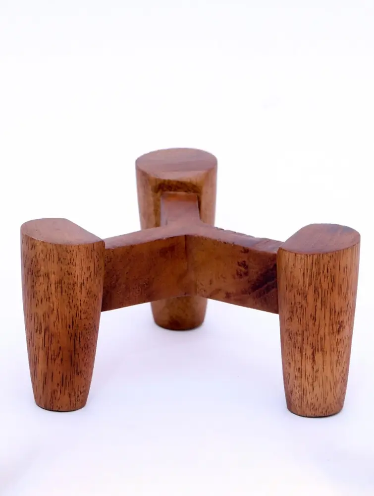 Wooden three leg stand on its own