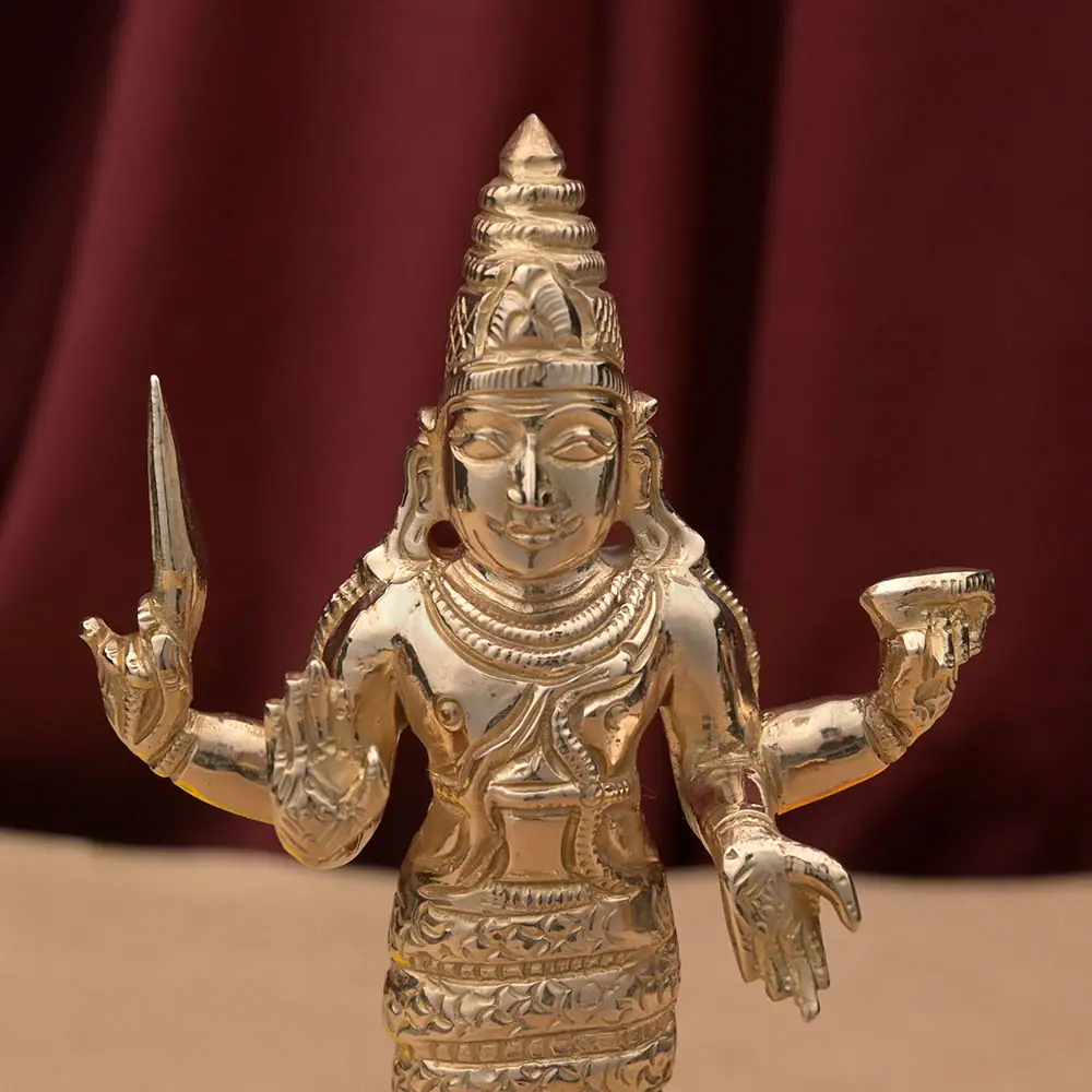 Close view of the face and sword