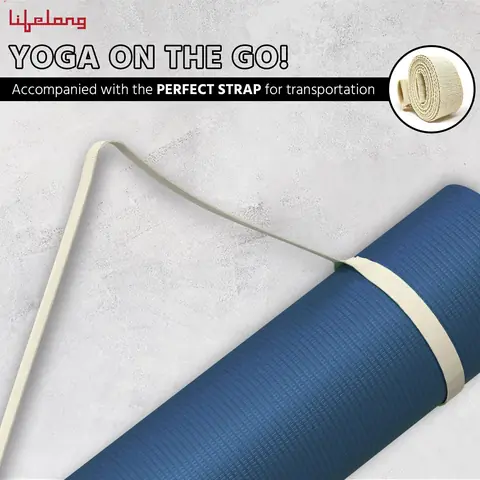 Mat on a floor with the strap fastened around it