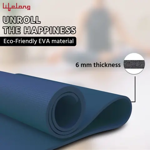 Mat unrolled, with the thickness marked on the photo