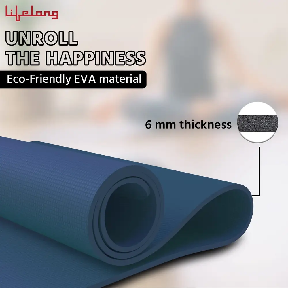 Mat unrolled, with the thickness marked on the photo
