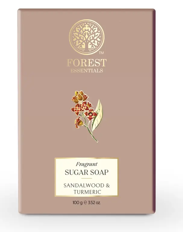 Muted pink box of Luxury Sugar Soap Sandalwood and Turmeric