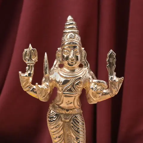 Close view of the crowned face and arms