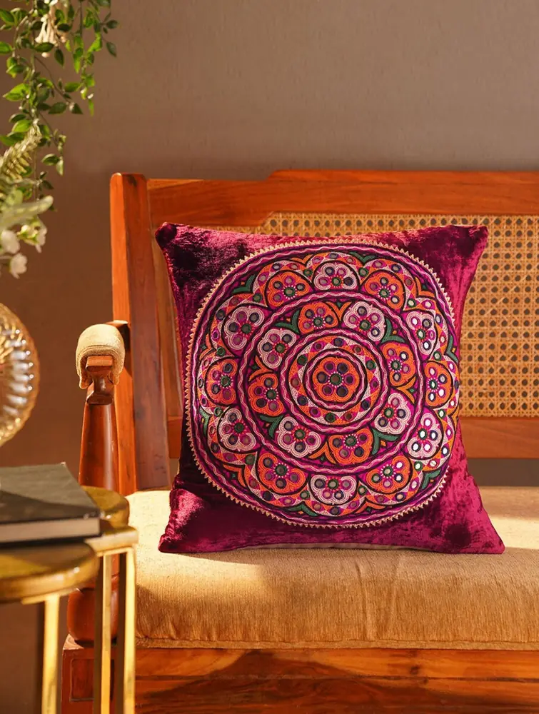 The cover on a wooden chair