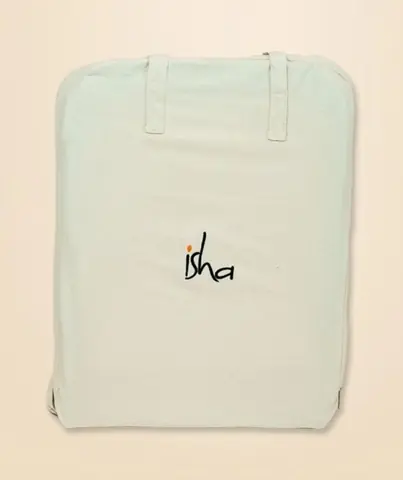 The folded chair with the seller's mark and carry straps