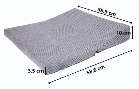 Cushion with measurements marked in centimetres