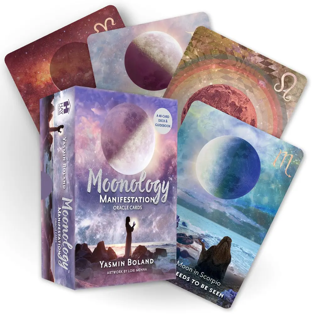 Moonology Manifestation Oracle box with cards fanned out