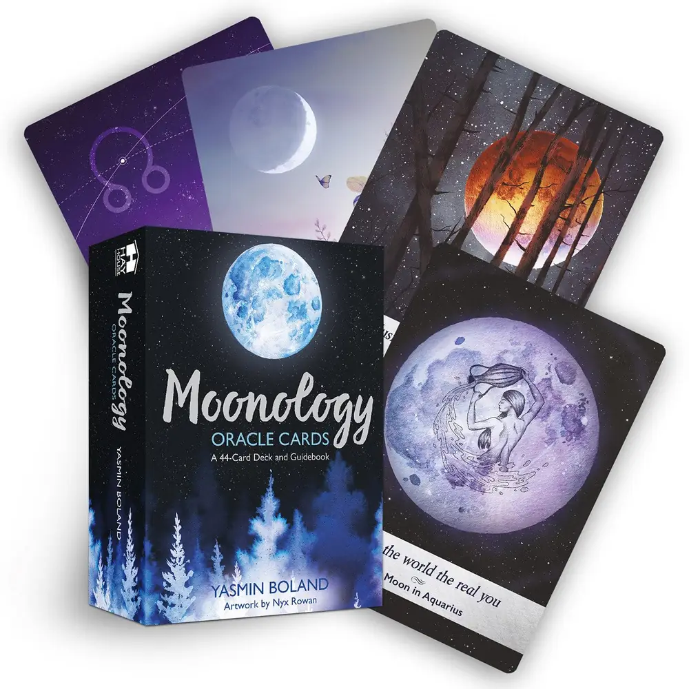 Moonology Oracle Cards box with several cards fanned out