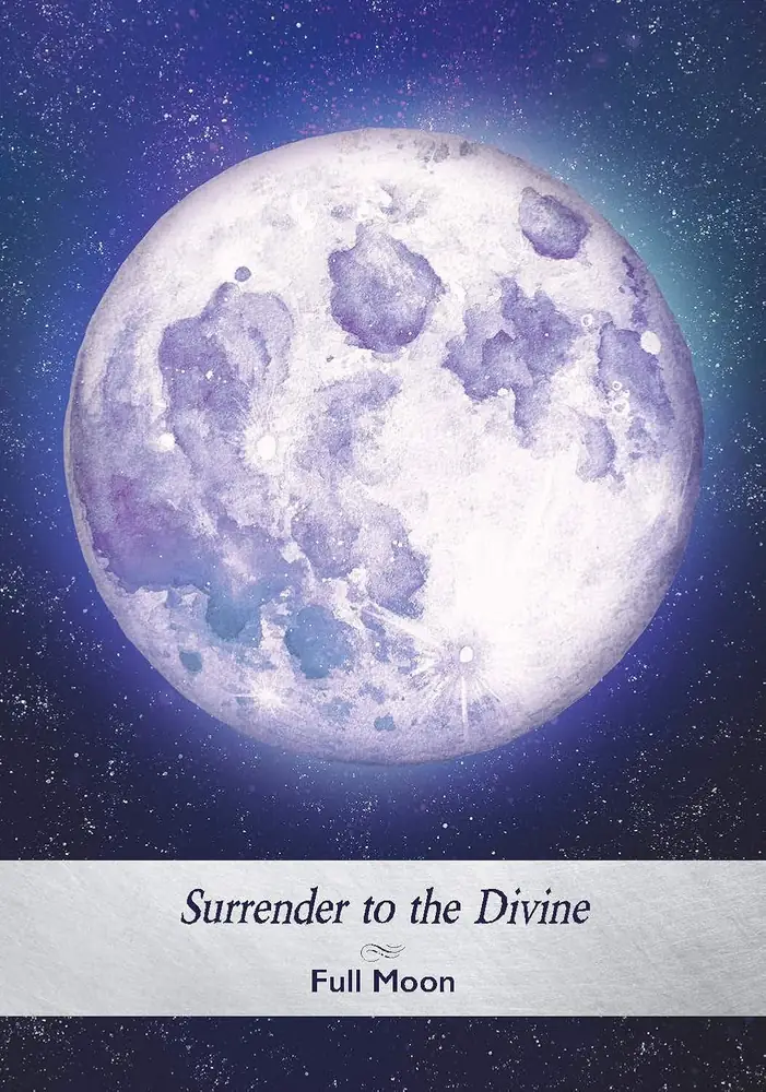 Card showing a bright full moon over a night sky