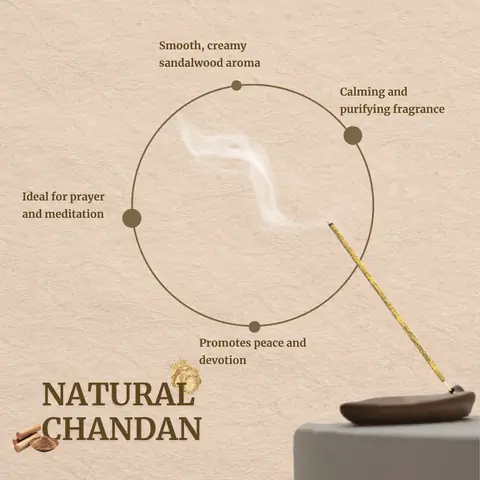 Natural Chandan Agarbatti / Incense Sticks (Pack of 30) (30 Sticks / Pack of 4), photo 3