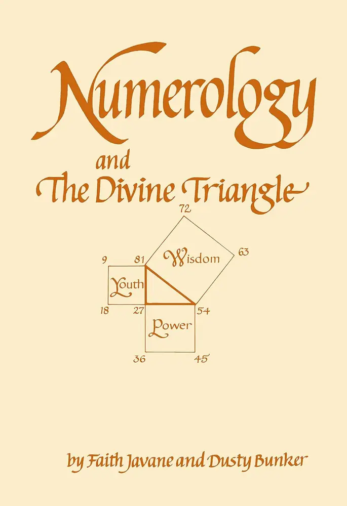 Front cover of Numerology and the Divine Triangle, cream with orange lettering