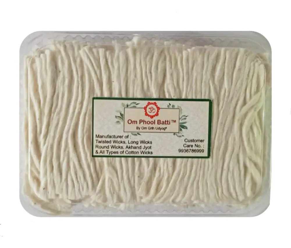 Clear box of long white cotton wicks