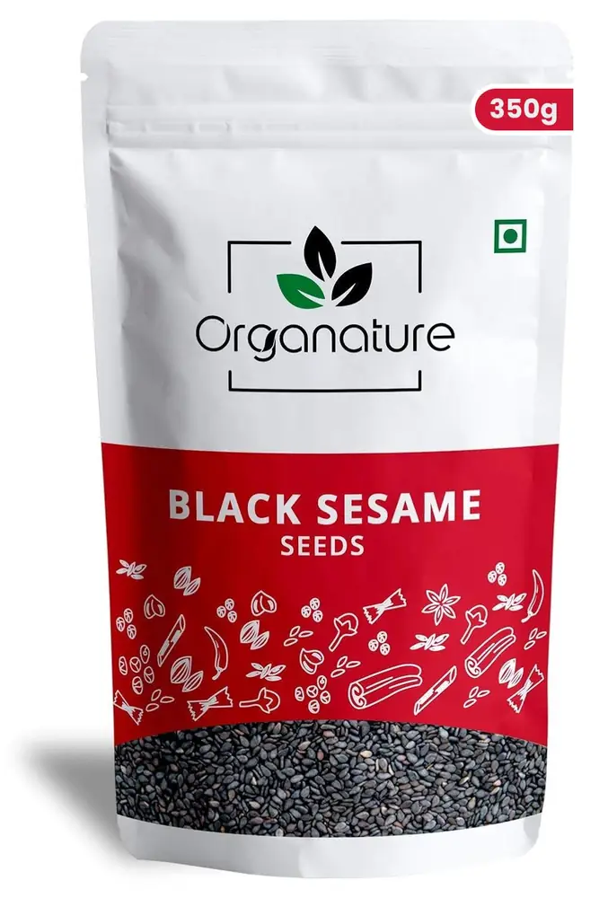 Pouch of Organature black sesame seeds, front