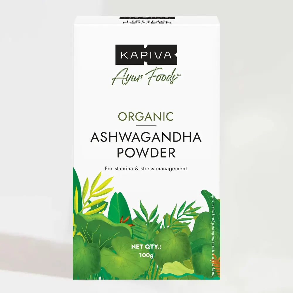 Front of the organic ashwagandha powder carton