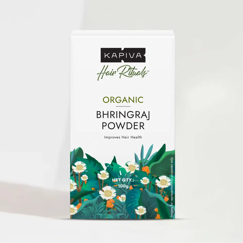 Front of the organic bhringraj powder carton