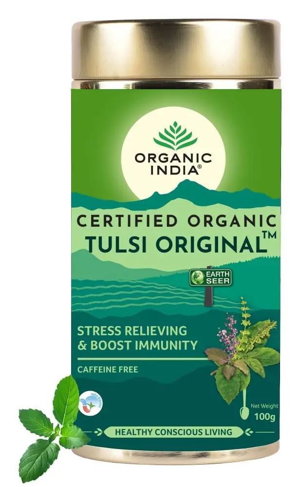 Organic India Tulsi Original tin, front view