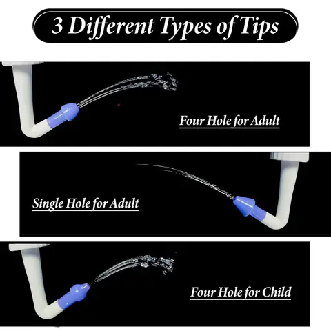 Graphic of three nozzle tip styles for adults and children