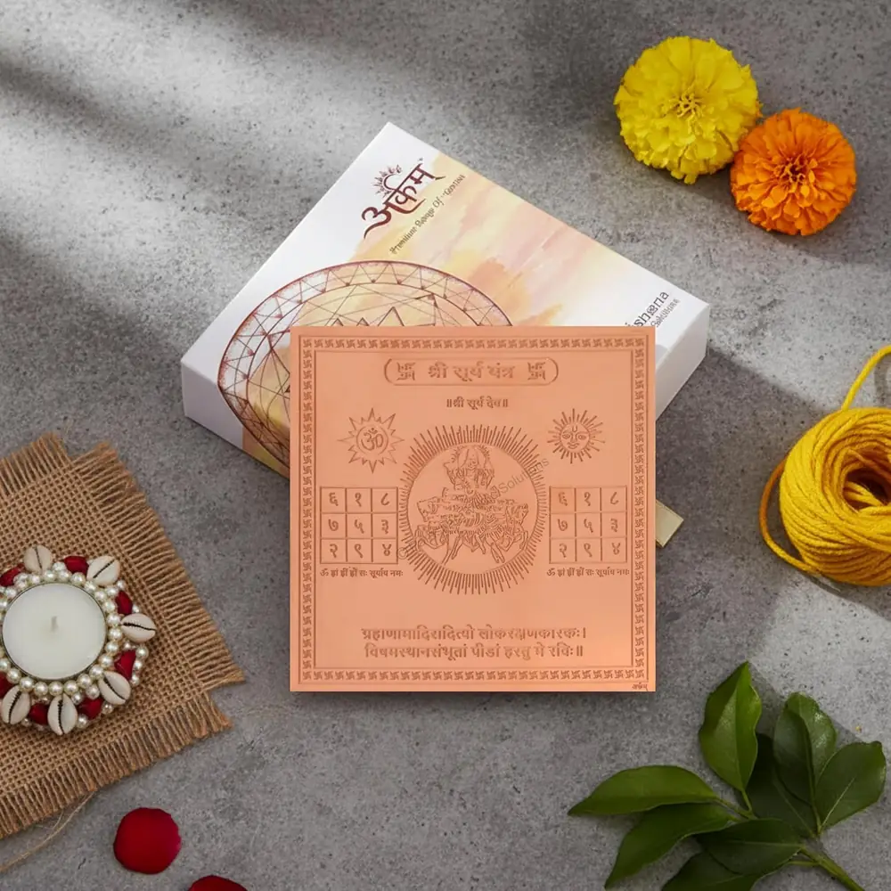 The yantra in its box with flowers