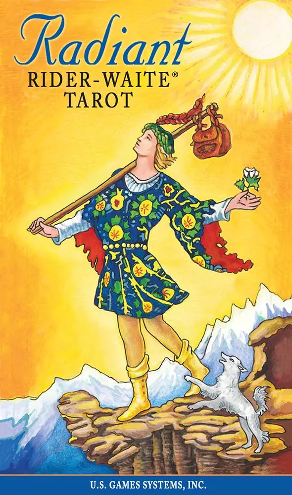 Radiant Rider-Waite Tarot box front with the Fool