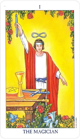 The Magician card in bright colour