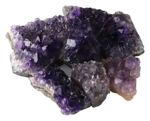 A second raw amethyst cluster seen from the side