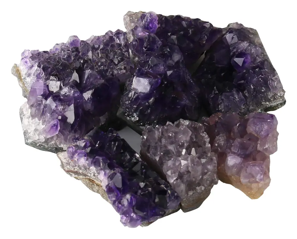 A second raw amethyst cluster seen from the side