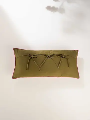 The olive green back of the cover