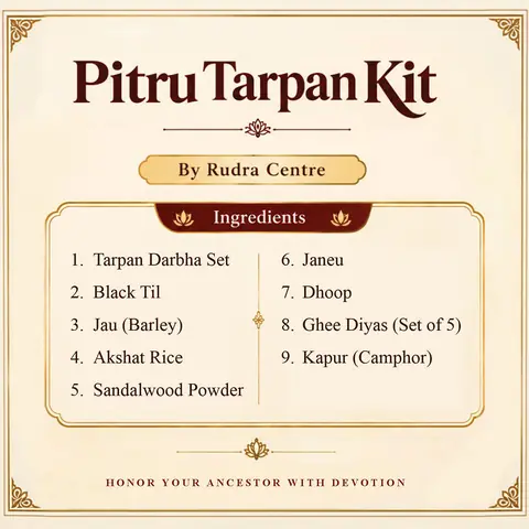 Contents card of the Pitru Tarpan Kit
