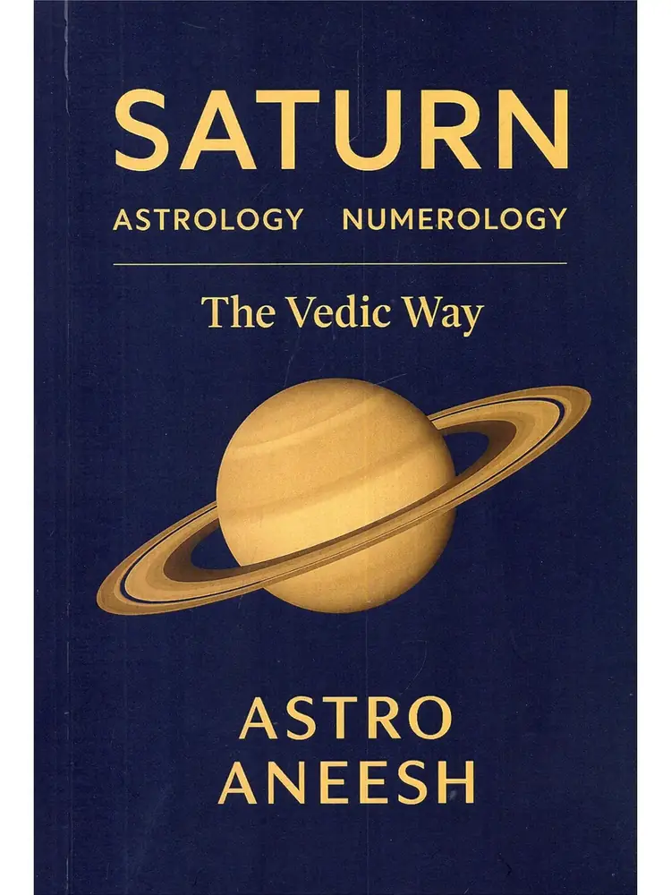 Navy cover of Saturn Astrology Numerology with a ringed Saturn