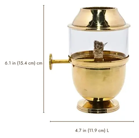 Size drawing of the lamp with height and width marked