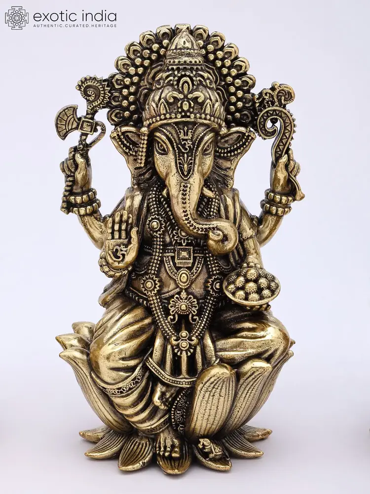Ganesha seated on a lotus base