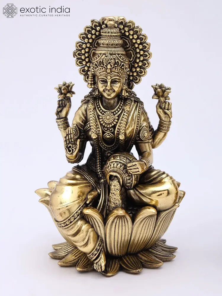 Lakshmi seated on a lotus base