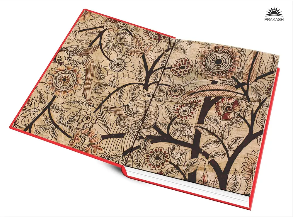Inside cover with a floral endpaper