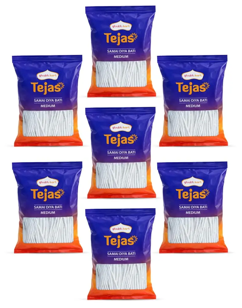 Seven blue packets of Shubhkart Tejas diya bati
