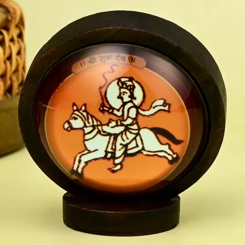 The deity side of the framed yantra, a figure on a horse