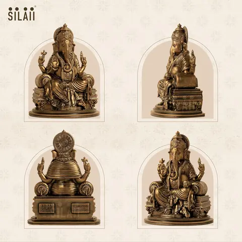 Four views of the Ganesha idol in one image