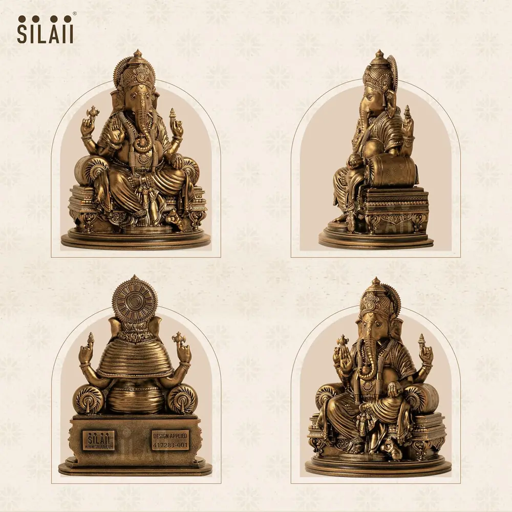 Four views of the Ganesha idol in one image