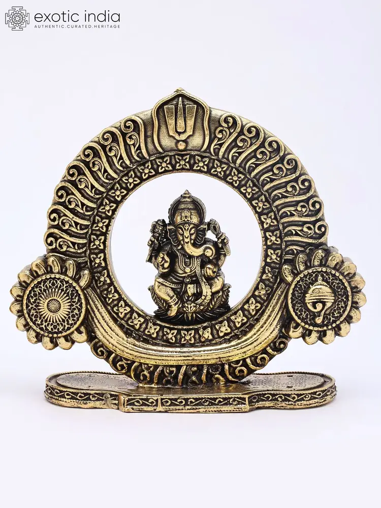 Ganesha in his round carved frame
