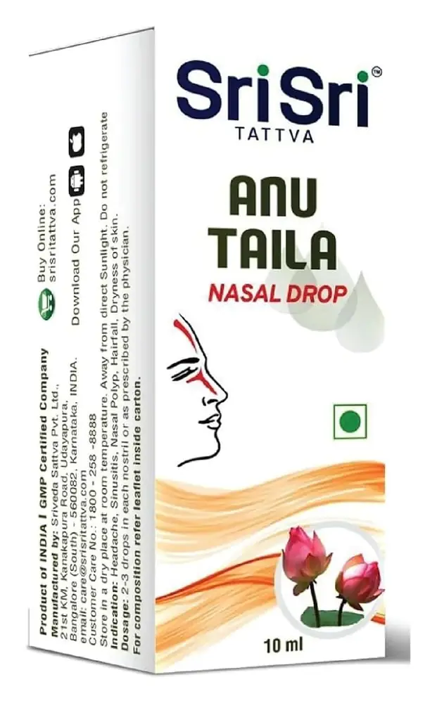 White box of Sri Sri Tattva Anu Taila nasal drops