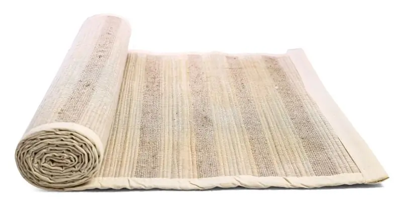 The rolled mat from the side