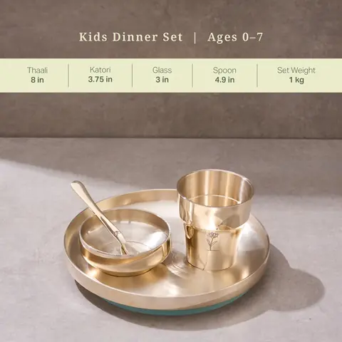 The set on a grey ground with a strip across the top naming the pieces and ages